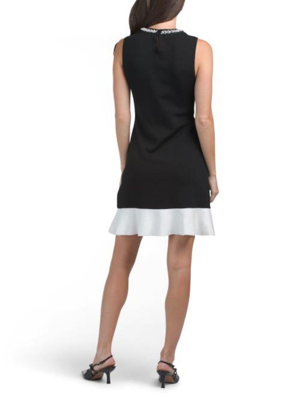 ELLEN TRACY Sleeveless Embellished Neckline Mini Dress - Picture 2 of 4